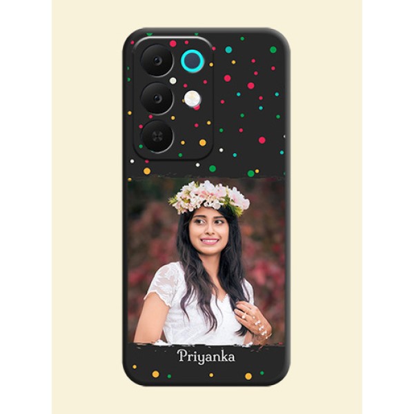 Multicolor Dotted Pattern with Text On Space Black Custom Soft Matte Mobile Back Cover - Realme C85 5G Multicolor Dotted Pattern with Text On Space Black Custom Soft Matte Mobile Back Cover - Realme C85 5G