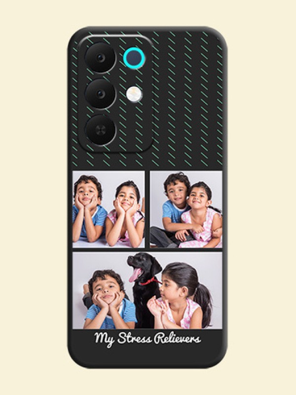 Cross Dotted Pattern with 2 Image Holder On Space Black Custom Soft Matte Mobile Back Cover - Realme C85 5G