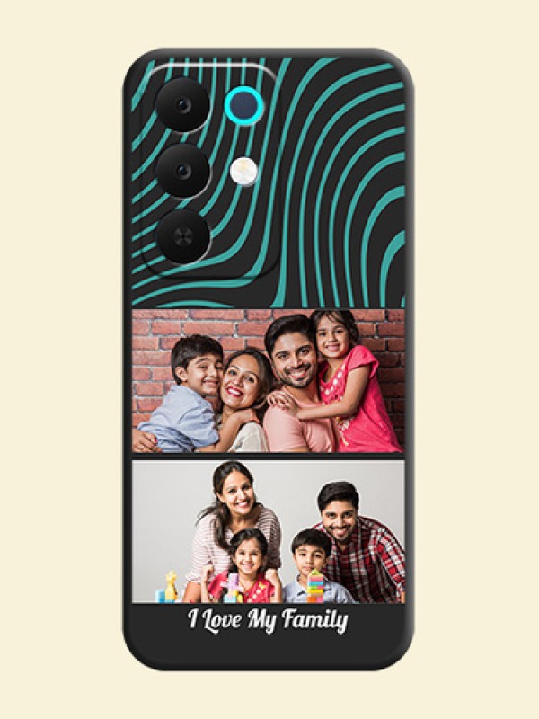 Wave Pattern with 2 Image Holder On Space Black Custom Soft Matte Mobile Back Cover - Realme C85 5G