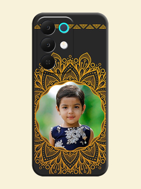 Round Image with Floral Design On Space Black Custom Soft Matte Mobile Back Cover - Realme C85 5G