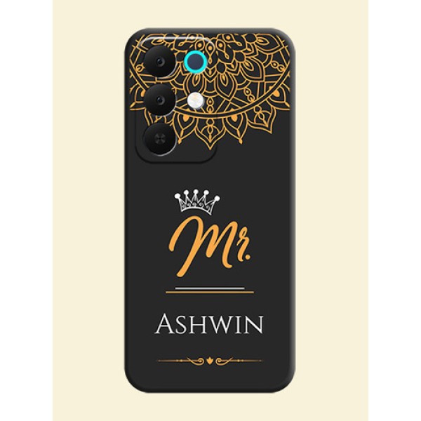 Mr Name with Floral Design On Space Black Custom Soft Matte Mobile Back Cover - Realme C85 5G Mr Name with Floral Design On Space Black Custom Soft Matte Mobile Back Cover - Realme C85 5G