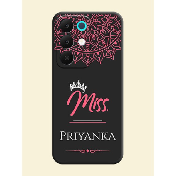 Mrs Name with Floral Design On Space Black Custom Soft Matte Mobile Back Cover - Realme C85 5G Mrs Name with Floral Design On Space Black Custom Soft Matte Mobile Back Cover - Realme C85 5G
