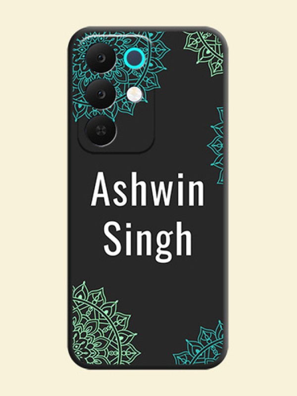 Your Name with Floral Design On Space Black Custom Soft Matte Mobile Back Cover - Realme C85 5G