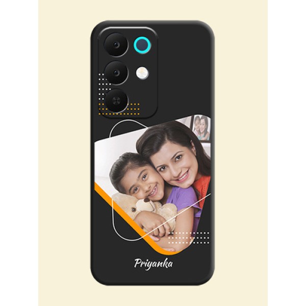 Yellow Triangle on Photo On Space Black Custom Soft Matte Mobile Back Cover - Realme C85 5G Yellow Triangle on Photo On Space Black Custom Soft Matte Mobile Back Cover - Realme C85 5G