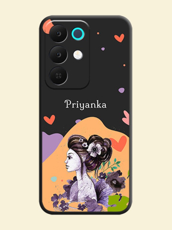 Namecase For Her With Fancy Lady Image On Space Black Custom Soft Matte Mobile Back Cover - Realme C85 5G