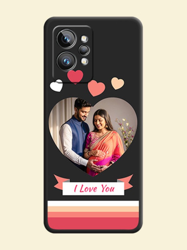 Love Shaped Photo with Colorful Stripes on Personalised Space Black Soft Matte Cases - Realme GT 2 Pro 5G