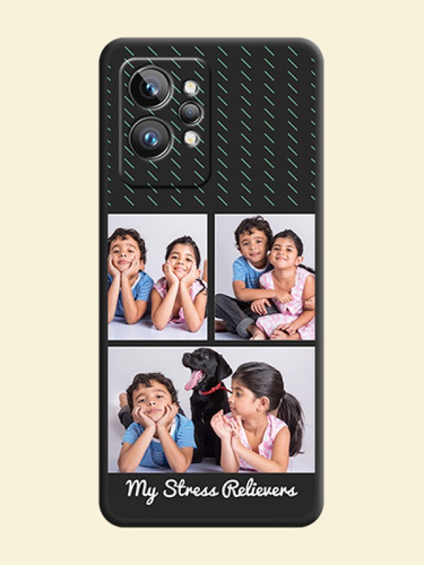 Cross Dotted Pattern with 2 Image Holder  on Personalised Space Black Soft Matte Cases - Realme GT 2 Pro 5G