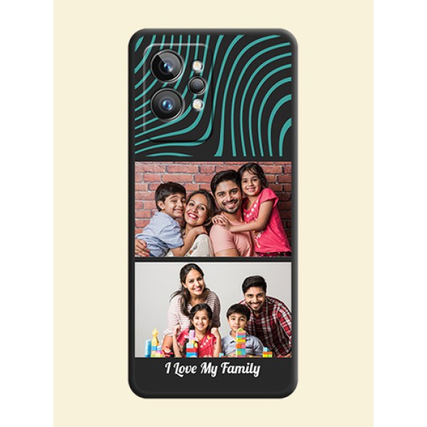 Wave Pattern with 2 Image Holder on Space Black Personalized Soft Matte Phone Covers - Realme GT 2 Pro 5G Wave Pattern with 2 Image Holder on Space Black Personalized Soft Matte Phone Covers - Realme GT 2 Pro 5G