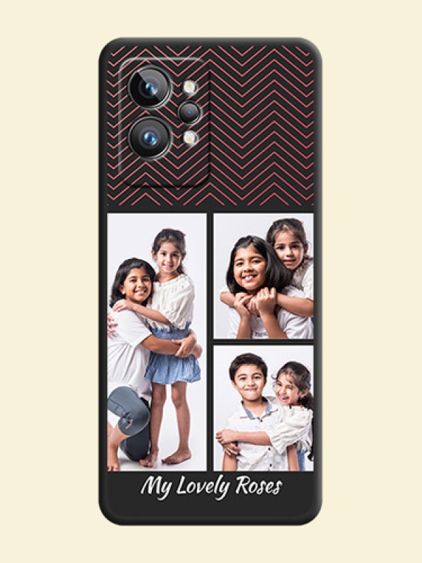 Wave Pattern with 3 Image Holder on Space Black Custom Soft Matte Back Cover - Realme GT 2 Pro 5G