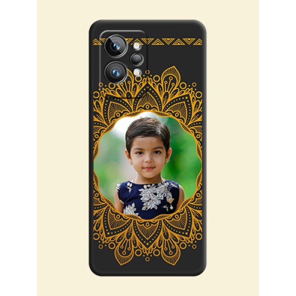 Round Image with Floral Design on Photo on Space Black Soft Matte Mobile Cover - Realme GT 2 Pro 5G Round Image with Floral Design on Photo on Space Black Soft Matte Mobile Cover - Realme GT 2 Pro 5G