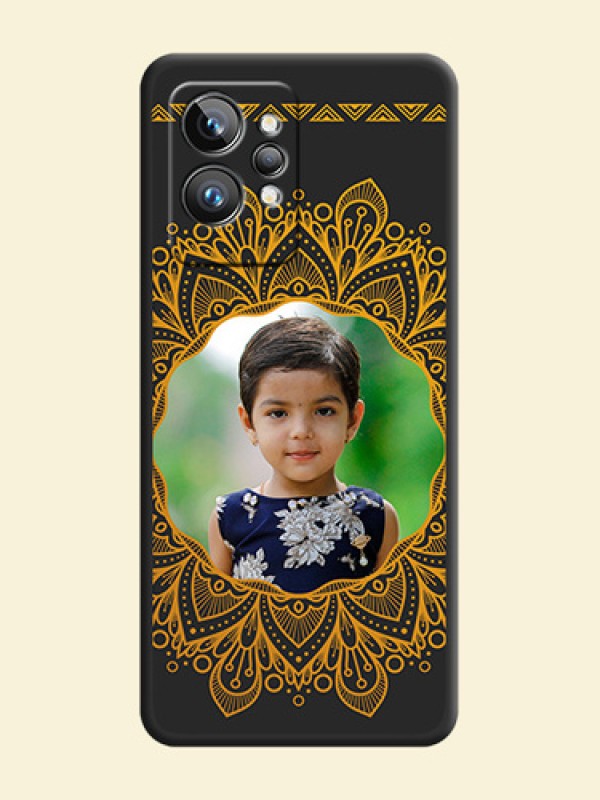 Round Image with Floral Design on Photo on Space Black Soft Matte Mobile Cover - Realme GT 2 Pro 5G