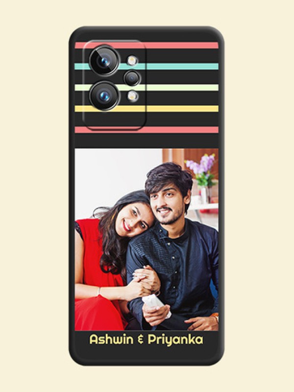 Color Stripes with Photo and Text on Photo on Space Black Soft Matte Mobile Case - Realme GT 2 Pro 5G