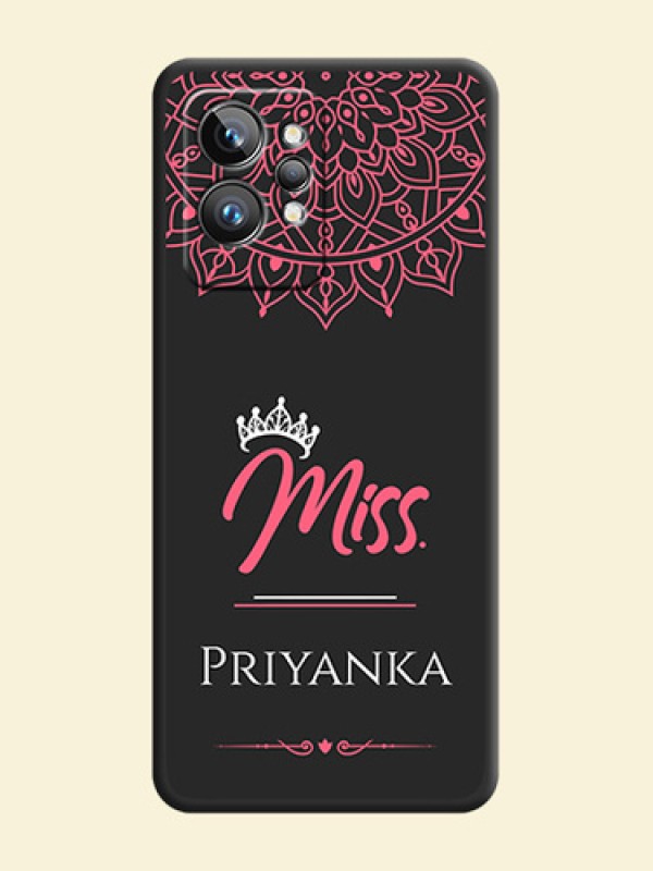 Mrs Name with Floral Design on Space Black Personalized Soft Matte Phone Covers - Realme GT 2 Pro 5G