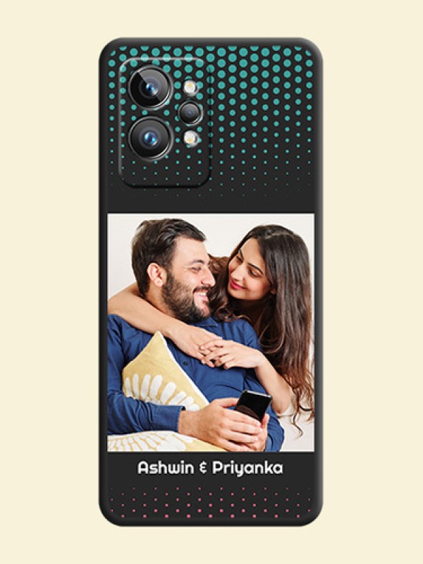 Faded Dots with Grunge Photo Frame and Text on Space Black Custom Soft Matte Phone Cases - Realme GT 2 Pro 5G