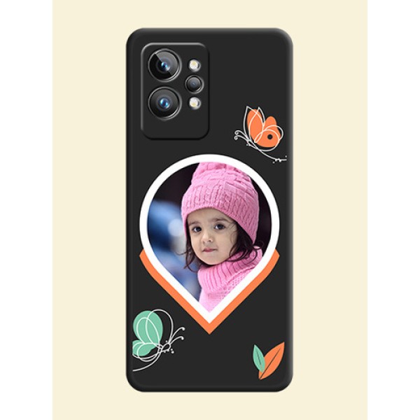 Upload Pic With Simple Butterly Design On Space Black Personalized Soft Matte Phone Covers -Realme Gt 2 Pro 5G Upload Pic With Simple Butterly Design On Space Black Personalized Soft Matte Phone Covers -Realme Gt 2 Pro 5G