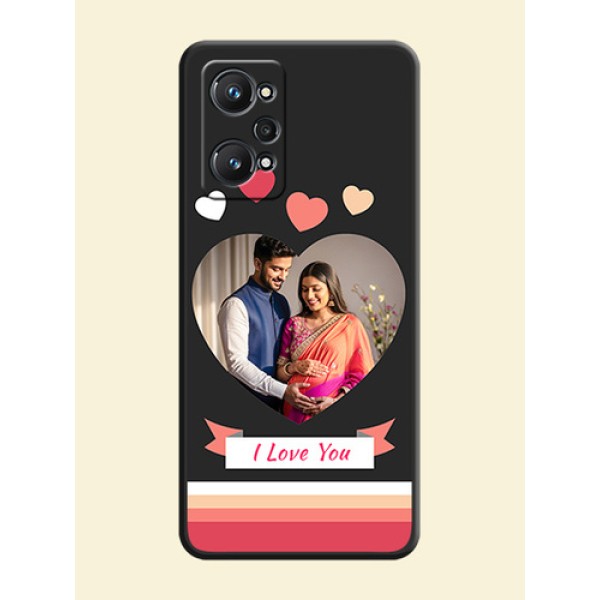 Love Shaped Photo with Colorful Stripes on Personalised Space Black Soft Matte Cases - Realme GT 2 Love Shaped Photo with Colorful Stripes on Personalised Space Black Soft Matte Cases - Realme GT 2