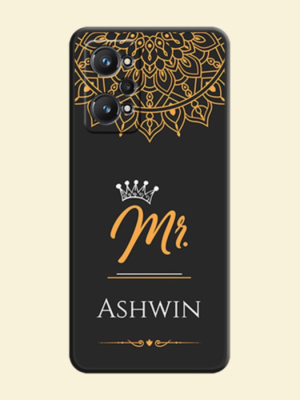 Mr Name with Floral Design  on Personalised Space Black Soft Matte Cases - Realme GT 2