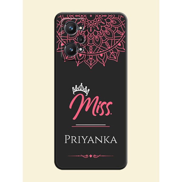 Mrs Name with Floral Design on Space Black Personalized Soft Matte Phone Covers - Realme GT 2 Mrs Name with Floral Design on Space Black Personalized Soft Matte Phone Covers - Realme GT 2