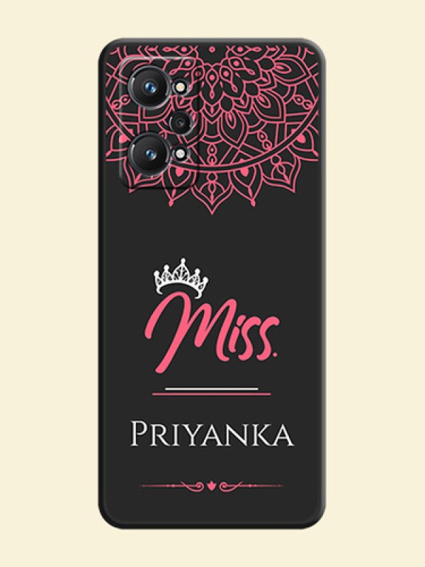 Mrs Name with Floral Design on Space Black Personalized Soft Matte Phone Covers - Realme GT 2