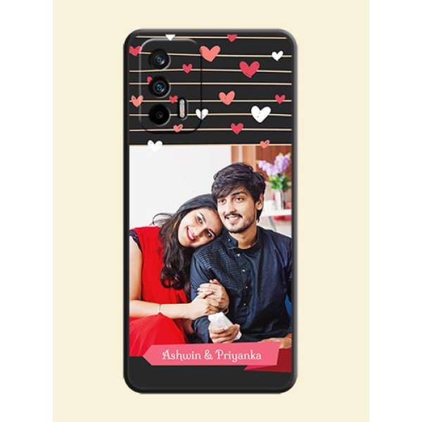 Love Pattern with Name on Pink Ribbon  on Photo on Space Black Soft Matte Back Cover - Realme GT 5G