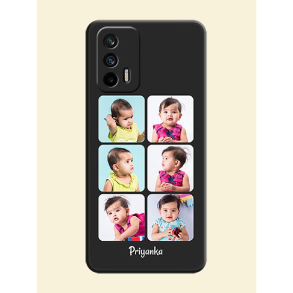 Floral Art with 6 Image Holder on Photo on Space Black Soft Matte Mobile Case - Realme GT 5G