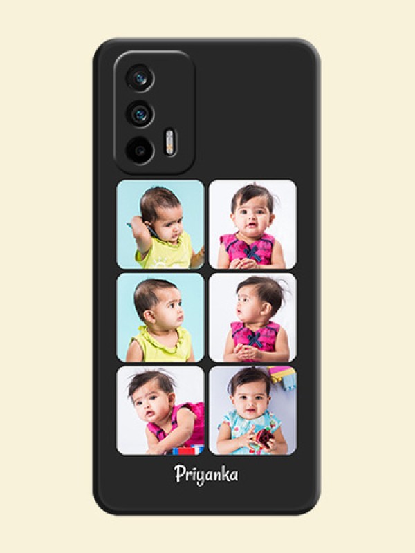 Floral Art with 6 Image Holder on Photo on Space Black Soft Matte Mobile Case - Realme GT 5G