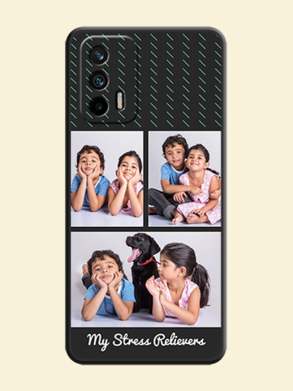 Cross Dotted Pattern with 2 Image Holder  on Personalised Space Black Soft Matte Cases - Realme GT 5G