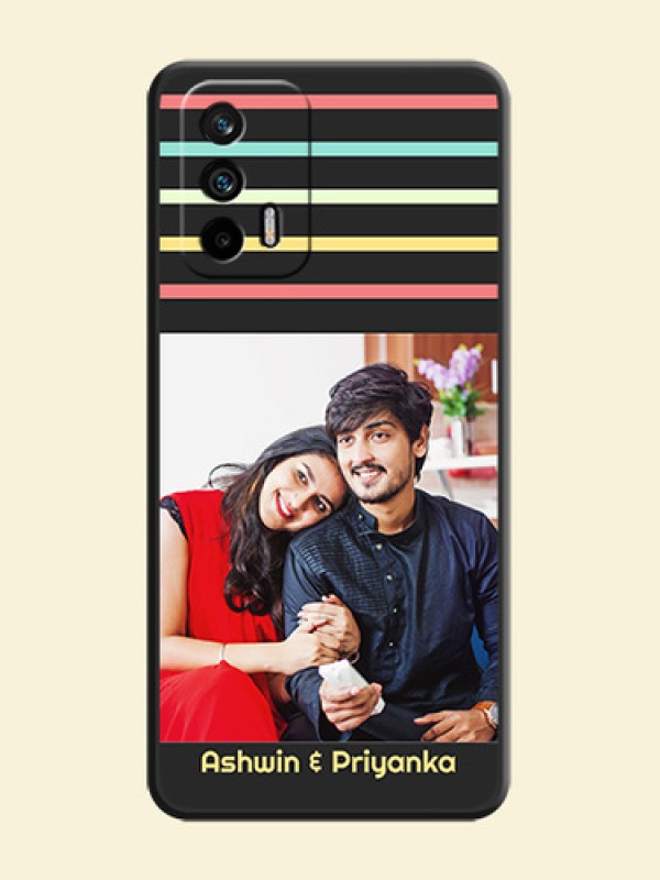 Color Stripes with Photo and Text on Photo on Space Black Soft Matte Mobile Case - Realme GT 5G