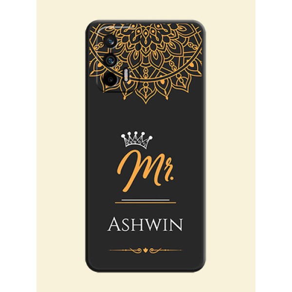 Mr Name with Floral Design on Personalised Space Black Soft Matte Cases - Realme GT 5G Mr Name with Floral Design on Personalised Space Black Soft Matte Cases - Realme GT 5G