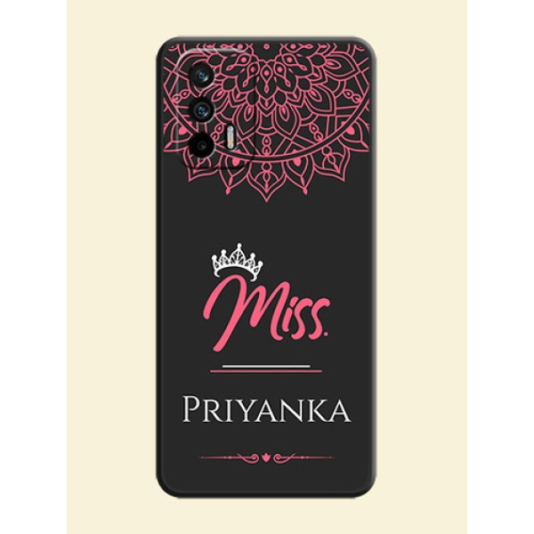 Mrs Name with Floral Design on Space Black Personalized Soft Matte Phone Covers - Realme GT 5G Mrs Name with Floral Design on Space Black Personalized Soft Matte Phone Covers - Realme GT 5G