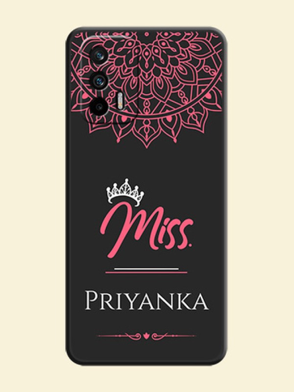 Mrs Name with Floral Design on Space Black Personalized Soft Matte Phone Covers - Realme GT 5G