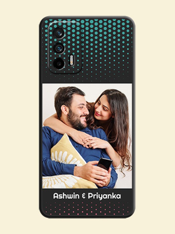 Faded Dots with Grunge Photo Frame and Text on Space Black Custom Soft Matte Phone Cases - Realme GT 5G