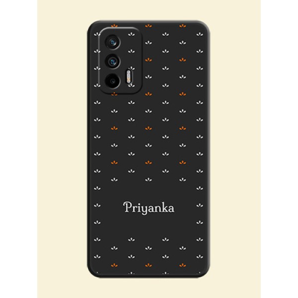 Simple Pattern With Custom Text On Space Black Personalized Soft Matte Phone Covers -Realme Gt 5G Simple Pattern With Custom Text On Space Black Personalized Soft Matte Phone Covers -Realme Gt 5G