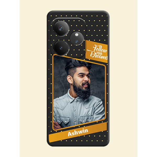 Follow Your Dreams with White Dots On Space Black Custom Soft Matte Mobile Back Cover - Realme GT 6 Follow Your Dreams with White Dots On Space Black Custom Soft Matte Mobile Back Cover - Realme GT 6