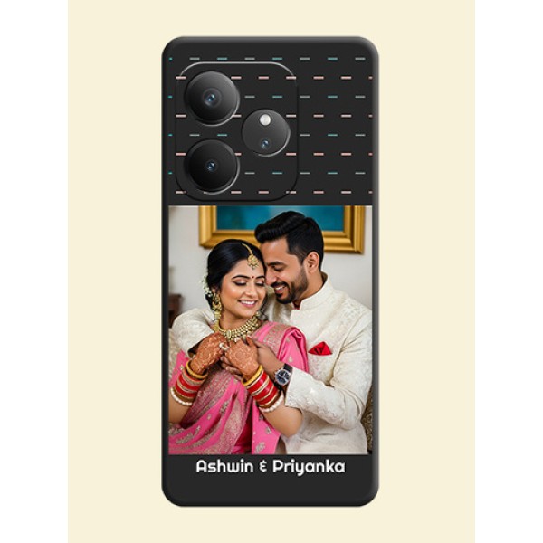 Line Pattern Design with Text On Space Black Custom Soft Matte Mobile Back Cover - Realme GT 6 Line Pattern Design with Text On Space Black Custom Soft Matte Mobile Back Cover - Realme GT 6