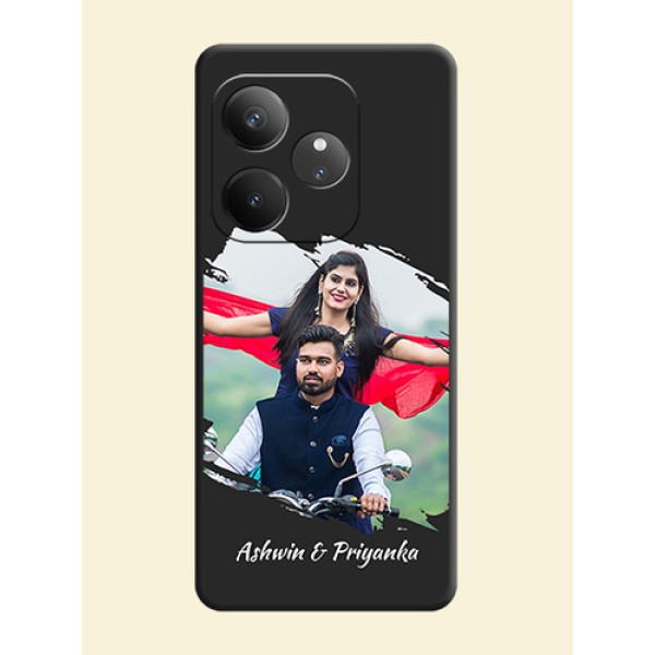Grunge Brush Strokes on Photo On Space Black Custom Soft Matte Mobile Back Cover - Realme GT 6 Grunge Brush Strokes on Photo On Space Black Custom Soft Matte Mobile Back Cover - Realme GT 6