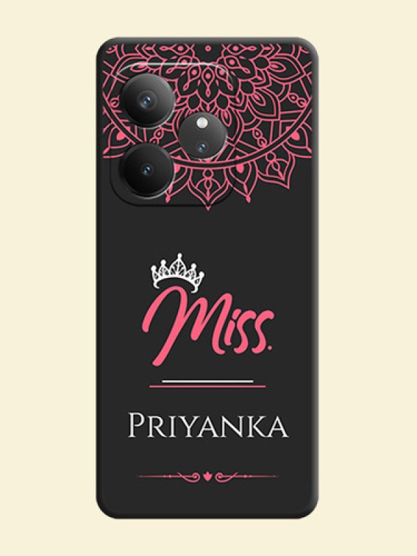 Mrs Name with Floral Design On Space Black Custom Soft Matte Mobile Back Cover - Realme GT 6