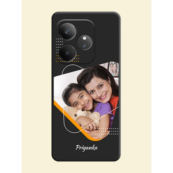 Yellow Triangle on Photo On Space Black Custom Soft Matte Mobile Back Cover - Realme GT 6
