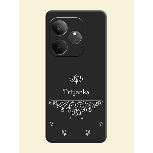 Lotus Garden Custom Text On Space Black Custom Soft Matte Mobile Back Cover - Realme GT 6 Lotus Garden Custom Text On Space Black Custom Soft Matte Mobile Back Cover - Realme GT 6