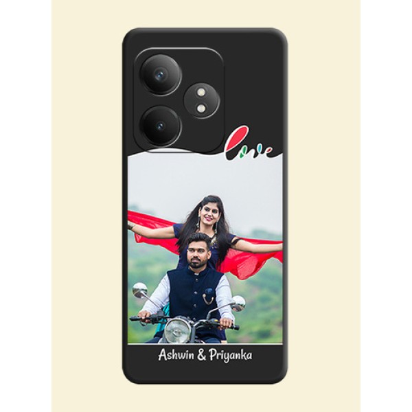 Fall in Love Pattern with Picture on Photo On Space Black Custom Soft Matte Mobile Back Cover - Realme GT 6T 5G