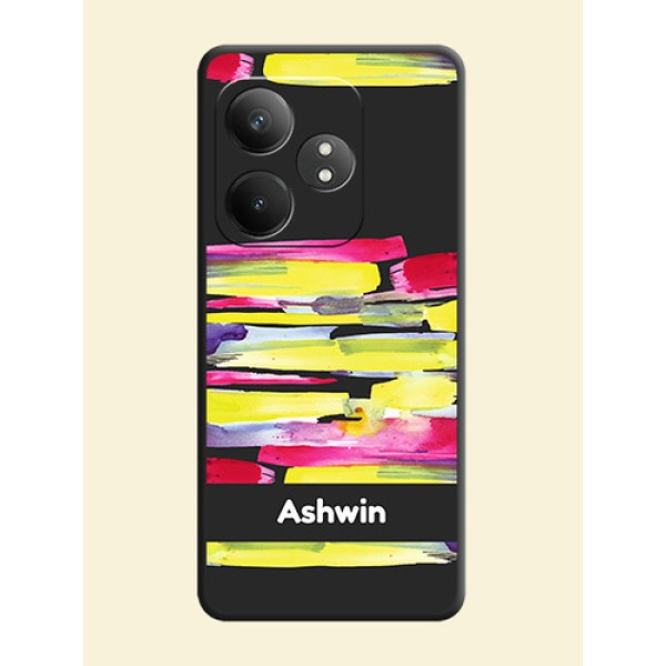Brush Coloured On Space Black Custom Soft Matte Mobile Back Cover - Realme GT 6T 5G Brush Coloured On Space Black Custom Soft Matte Mobile Back Cover - Realme GT 6T 5G