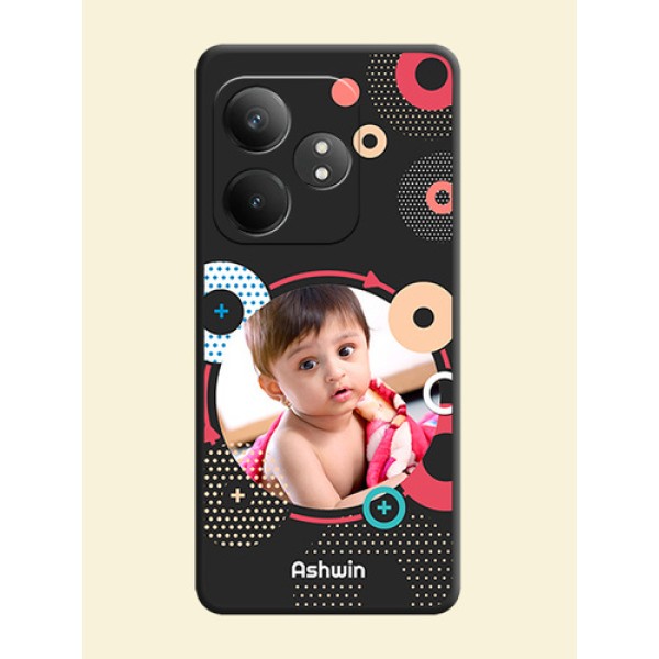 Multicoloured Round Image On Space Black Custom Soft Matte Mobile Back Cover - Realme GT 6T 5G