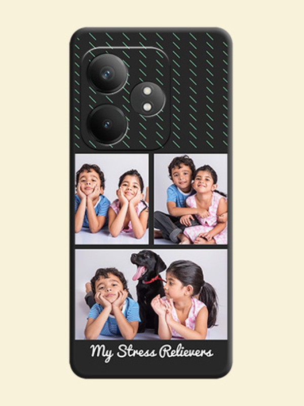 Cross Dotted Pattern with 2 Image Holder On Space Black Custom Soft Matte Mobile Back Cover - Realme GT 6T 5G