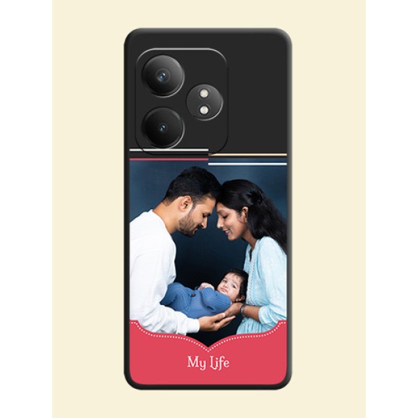 Classic Plain Design with Name On Space Black Custom Soft Matte Mobile Back Cover - Realme GT 6T 5G Classic Plain Design with Name On Space Black Custom Soft Matte Mobile Back Cover - Realme GT 6T 5G