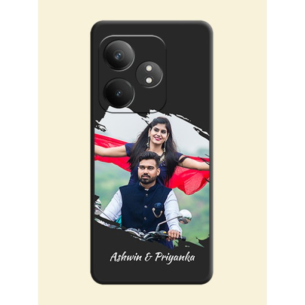 Grunge Brush Strokes on Photo On Space Black Custom Soft Matte Mobile Back Cover - Realme GT 6T 5G Grunge Brush Strokes on Photo On Space Black Custom Soft Matte Mobile Back Cover - Realme GT 6T 5G