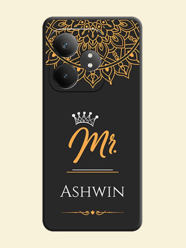 Mr Name with Floral Design On Space Black Custom Soft Matte Mobile Back Cover - Realme GT 6T 5G