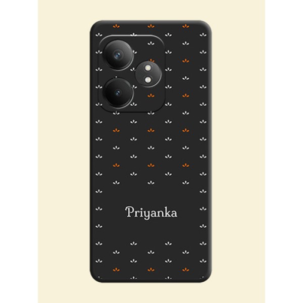 Simple Pattern With Custom Text On Space Black Custom Soft Matte Mobile Back Cover - Realme GT 6T 5G Simple Pattern With Custom Text On Space Black Custom Soft Matte Mobile Back Cover - Realme GT 6T 5G