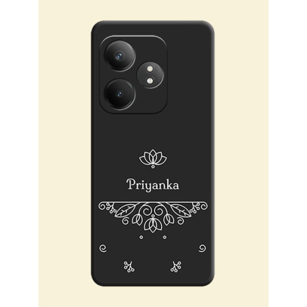 Lotus Garden Custom Text On Space Black Custom Soft Matte Mobile Back Cover - Realme GT 6T 5G Lotus Garden Custom Text On Space Black Custom Soft Matte Mobile Back Cover - Realme GT 6T 5G