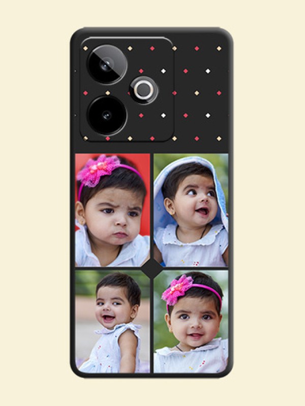 Multicolor Dotted Pattern with 4 Image Holder On Space Black Custom Soft Matte Mobile Back Cover - Realme GT 7 5G