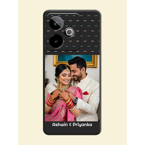 Line Pattern Design with Text On Space Black Custom Soft Matte Mobile Back Cover - Realme GT 7 5G